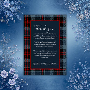 blue red black scottish celtic tartan pattern thank you card