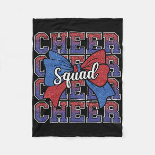Blue Red Bow Cheer Squad Sport Cheerleader Cheerle Fleece Blanket