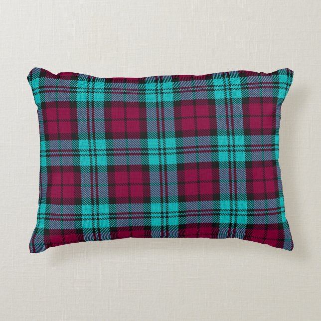 Blue Red Campbell Tartan Blackwatch Plaid Decorative Cushion (Front)