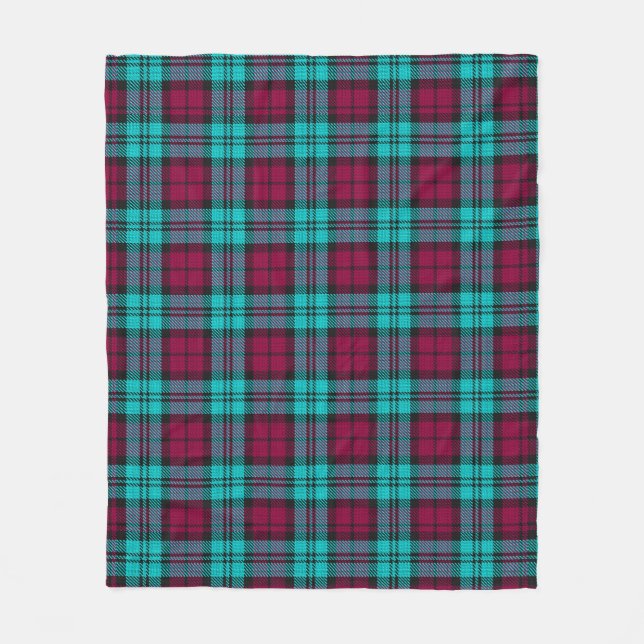 Blue Red Campbell Tartan Blackwatch Plaid Fleece Blanket (Front)