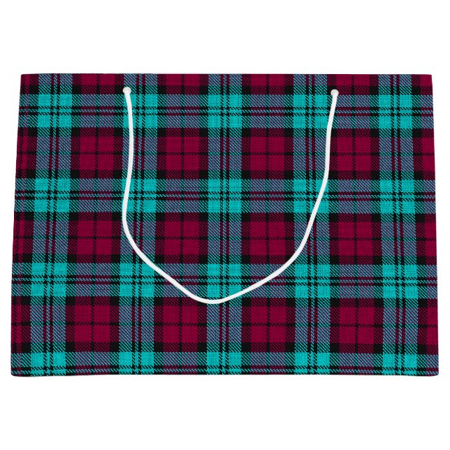 Blue Red Campbell Tartan Blackwatch Plaid Large Gift Bag (Front)