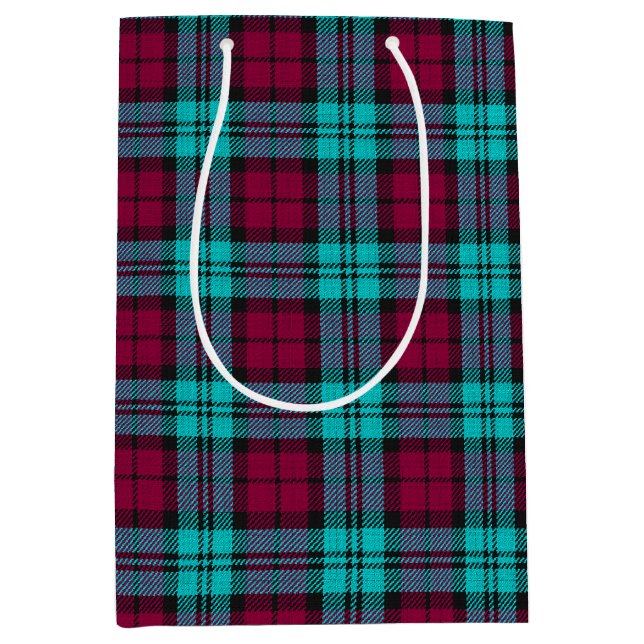 Blue Red Campbell Tartan Blackwatch Plaid Medium Gift Bag (Front)