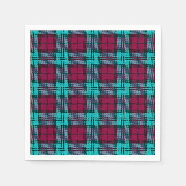 Blue Red Campbell Tartan Blackwatch Plaid Napkin (Front)