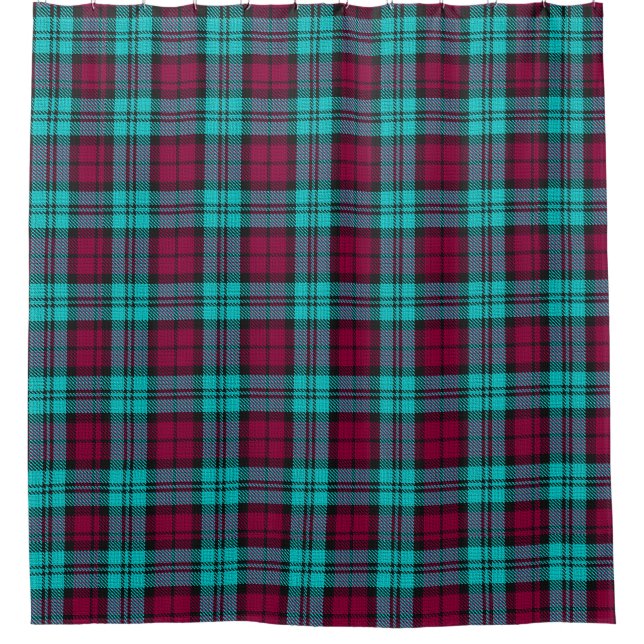 Blue Red Campbell Tartan Blackwatch Plaid Shower Curtain (Front)