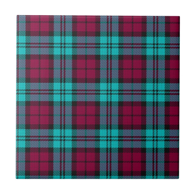 Blue Red Campbell Tartan Blackwatch Plaid Tile (Front)
