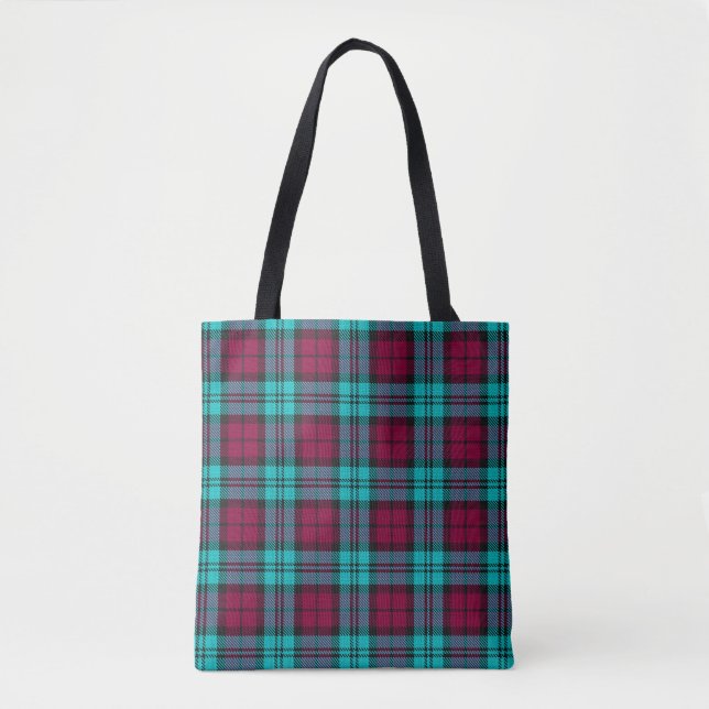 Blue Red Campbell Tartan Blackwatch Plaid Tote Bag (Front)