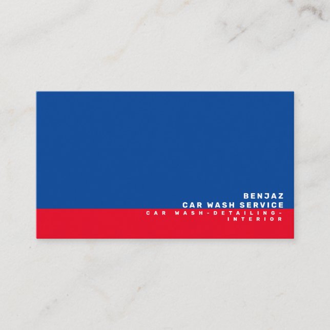 Blue Red Car Wash Interior Designer Bokeh Lights Business Card (Front)