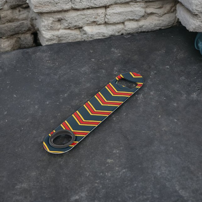 Blue Red Chevron Stripes Cutting Board (Bottle Openers)