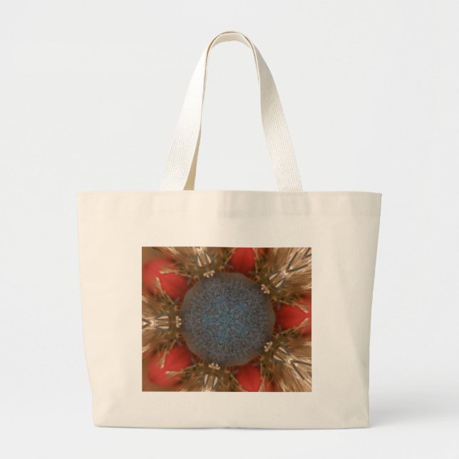 Blue Red Christmas Decoration Baubles Large Tote Bag (Front)