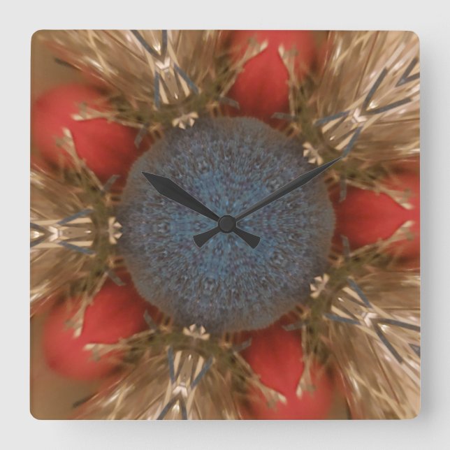 Blue Red Christmas Decoration Baubles Square Wall Clock (Front)