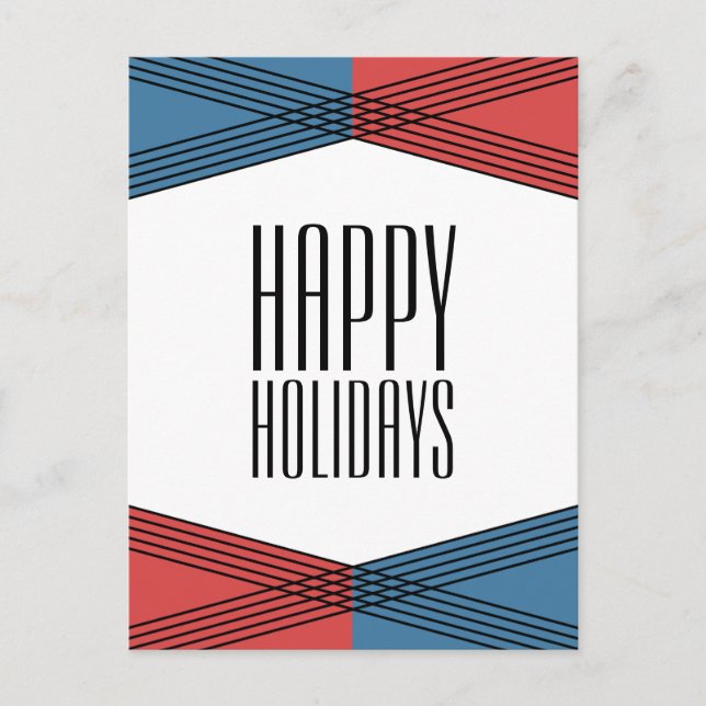 Blue Red Colourful Deco Holiday Postcard (Front)
