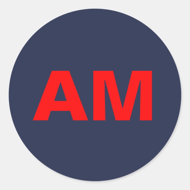 Blue Red Colours Monogram Initial Letters Classic Round Sticker (Front)