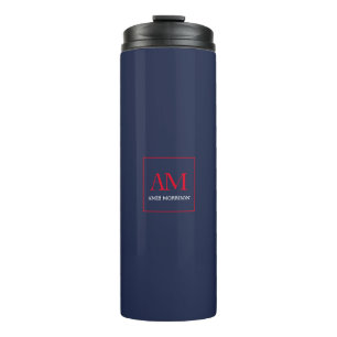 Blue Red Colours Monogram Initial Letters Name Thermal Tumbler