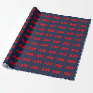 Blue Red Colours Monogram Initial Letters Wrapping Paper