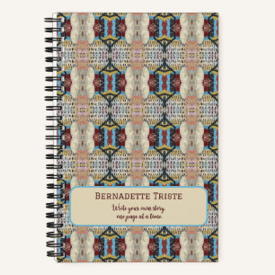 Blue Red Cream Geometric Seamless Pattern Notebook