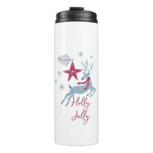 Blue Red Cute Simple Holiday Christmas Insulated  Thermal Tumbler