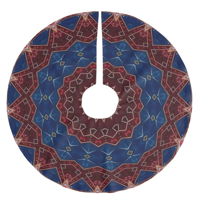 Blue Red Decorative Tree Skirt (Front)