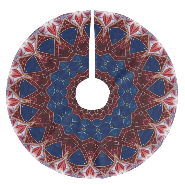 Blue Red Decorative Tree Skirt (Front)