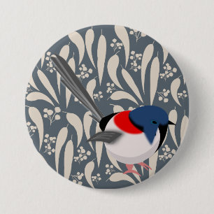 Blue & Red Fairy Wren 7.5 Cm Round Badge