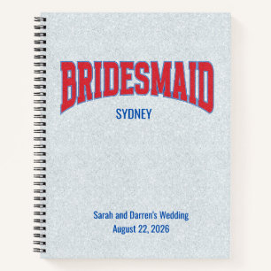 Blue + Red Faux Glitter BRIDESMAID Bachelorette Notebook