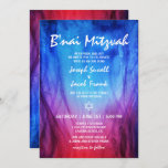 Blue Red Fire Ice |  Star of David B'nai Mitzvah Invitation<br><div class="desc">Elegant, blue and red, fire and ice theme B'nai Mitzvah invitations that you can easily personalise with your own event details. The original watercolor design depicts the dancing flames of fire and ice in striking hues of sapphire blue and deep red violet. This special B'nai Mitzvah invitation template uses a...</div>