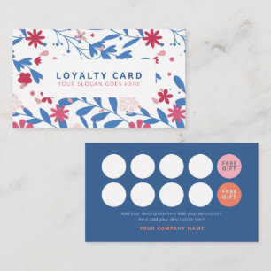 Blue Red Floral Concept Loyalty Card