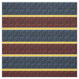 Blue/red floral-gold/white stripe - black fabric
