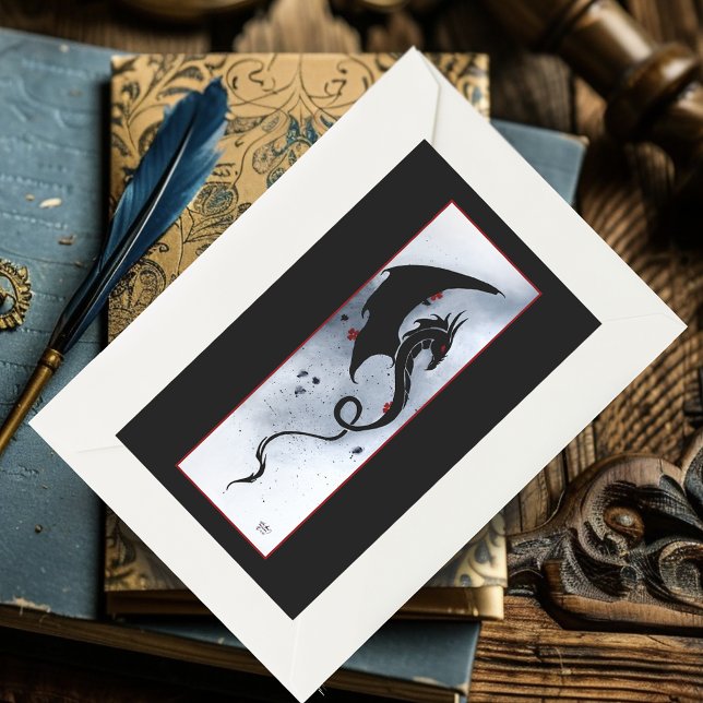 Blue Red Flowers Black Dragon Rectangular Sticker (Creator Uploaded)