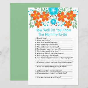 Blue Red Flowers How well do you know baby shower