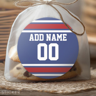 Blue Red Football Jersey Custom Name Number Classic Round Sticker