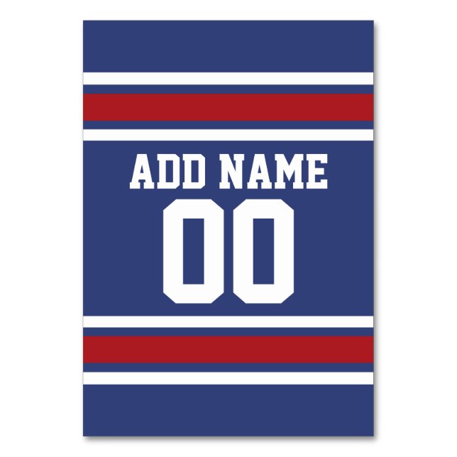 Blue Red Football Jersey Custom Name Number Table Number (Front)