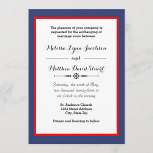 Blue & Red Framed - Wedding Invitation