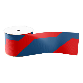 Blue & Red Geometric Design | Any Length | Custom Grosgrain Ribbon
