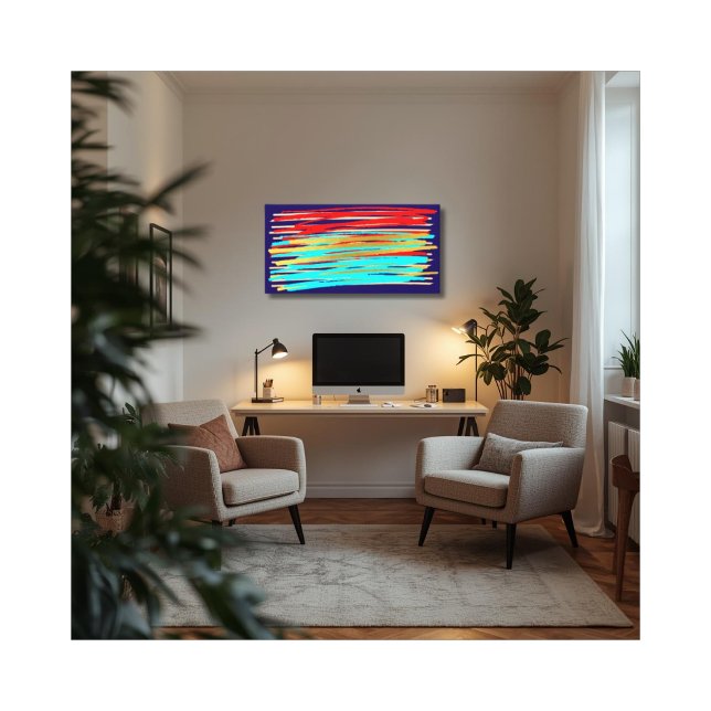 Blue Red Gold Abstract Art Stretched Canvas Print (Creator Uploaded)