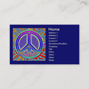 Blue Red Gold Fine Peace Sign Business Card