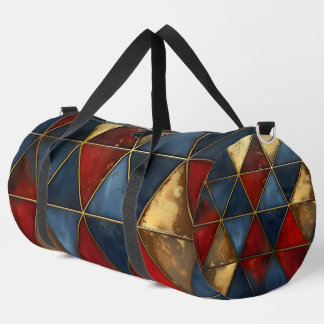 BLUE RED GOLD TRIANGLE PATTERNS DUFFLE BAG