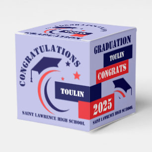 Blue Red Graduation 2025 Custom Party Favour Box