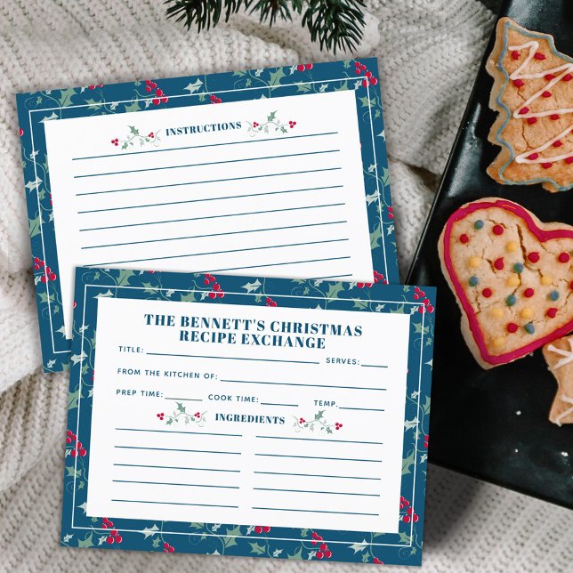 Blue red green holy berries seasonal recipe card (Creator Uploaded)