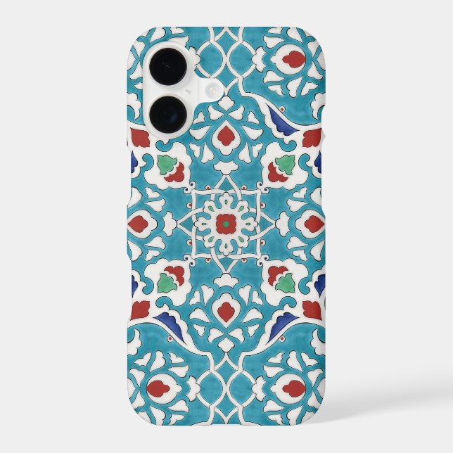 Blue Red Green White Portuguese Azulejo Pattern iPhone Case (Back)