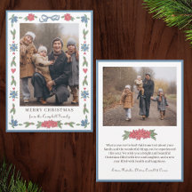 Blue Red Hand Drawn Nordic Photo Merry Christmas