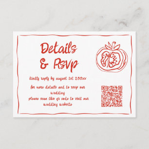 Blue Red Hand Drawn Wedding Details and Rsvp Enclosure Card