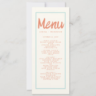 Blue Red Handwriting Typography Retro Wedding Menu Invitation