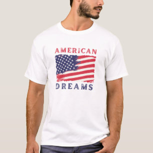 Blue Red Minimalist American Dreams  T-Shirt