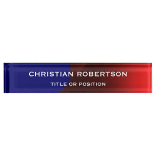 Blue Red Modern Simple Plain Business Nameplate