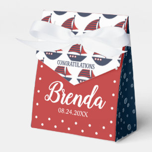 Blue & Red Nautical Baby Shower 3"w x 1.5"l x 3.25 Favour Box