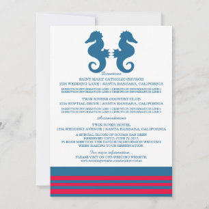 Blue Red Nautical Seahorse Information Card