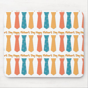 Blue Red Orange Stripes Ties Happy Father's Day Mouse Mat