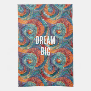 Blue Red Orange Swirl Tea Towel