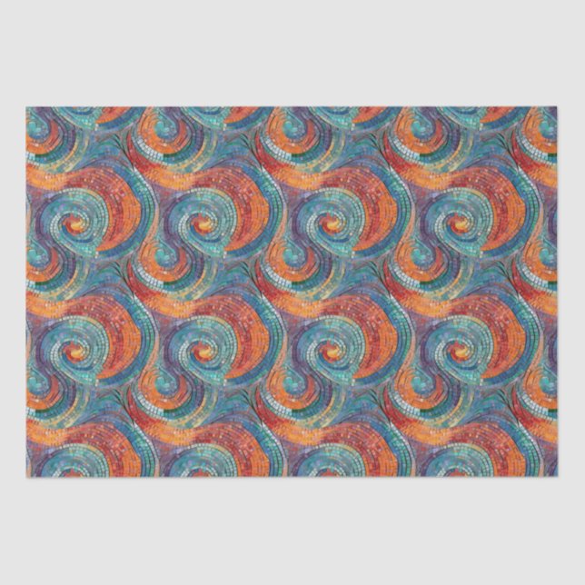 Blue Red Orange Swirl Tissue Paper (Front)