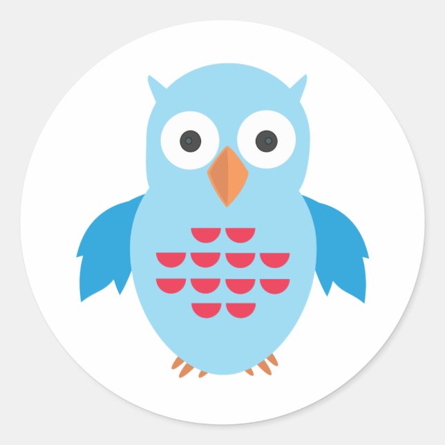 Blue & Red Owl    Classic Round Sticker (Front)